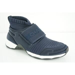 Chanel Navy Blue Stretch Fabric CC Logo High Top Sneaker Sock